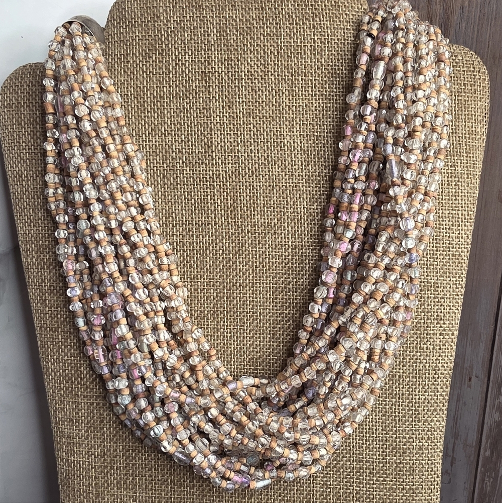 Boho Chic Multi Strand Seed Bead Statement Neckla… - image 1